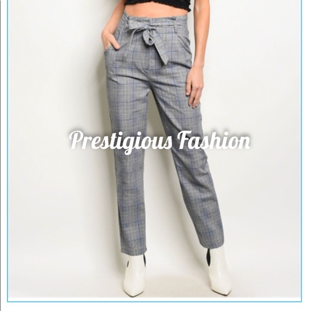 Tie up pants pin striped